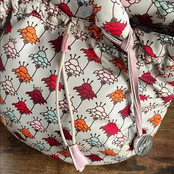 Furla Puffer Bag Light Blue with Dandelion Paisley Design